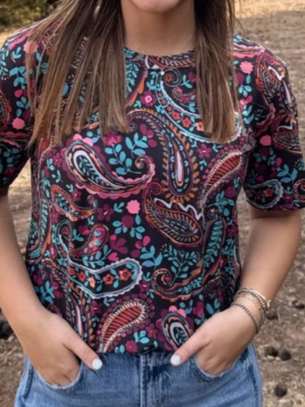 Sterling Kreek Painted Paisley Top- XL